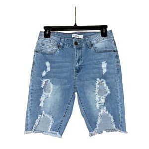 Vince Blue Co Distressed Denim Bermuda Shorts - Size 11